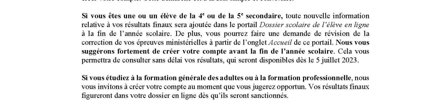 DOSSIER ÉLÈVE EN LIGNE – Informations à l&rsquo;intention de nos élèves